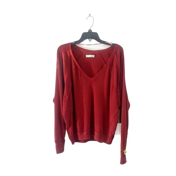 NWT Free People | Santa Clara Thermal In Sanquine Blood-Red - Picture 1 of 10